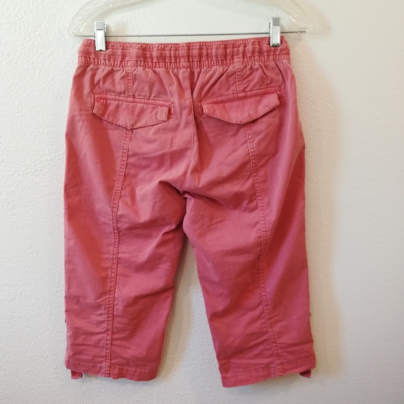 SOLD Sonoma Coral Drawstring Waist Roll Tab Legs Capri Pants Size 4 - Picture 7 of 12